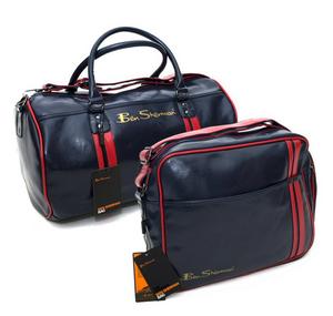 Classic Ben Sherman Matching Shoulder & Barrel Bag Flight Travel Set Navy Preview